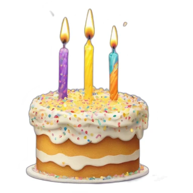 Confetti birthday cake with candles shaped like 2 and 1 on top sticker