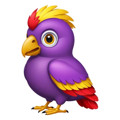 emoji de papagayo morado, rojo y amarillo (sin otros colores) sticker