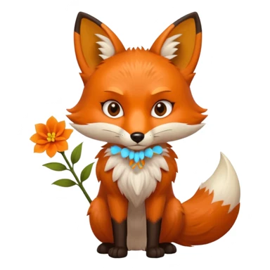 stojący z kwiatkiem lisek który jest wściekły  sticker