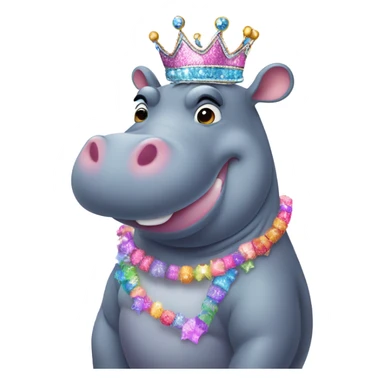 Hippo wearing a tutu and crown  sticker