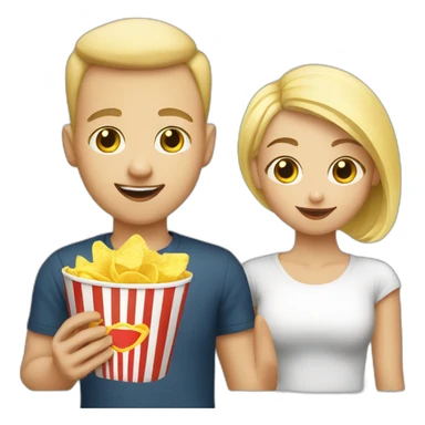 cute blonde girl with her bald boyfriend eating chips sticker
