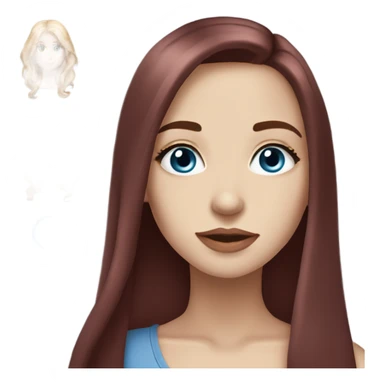 Beautiful girl, dark red hair, straight hair，long hair, blue eyes sticker