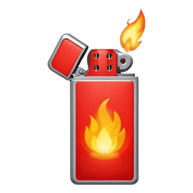 red lighter with silver top and visible flame sticker