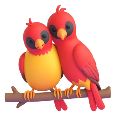 a weaver bird cuddling, microsoft style 3d fluent emoji sticker