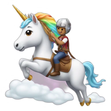 An airplane riding a unicorn sticker