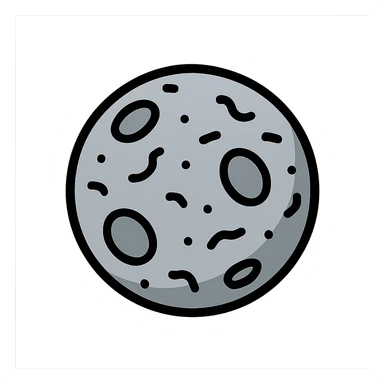 Mercury planet emoji, round, rocky gray ball covered in pitted marks and rough patches sticker