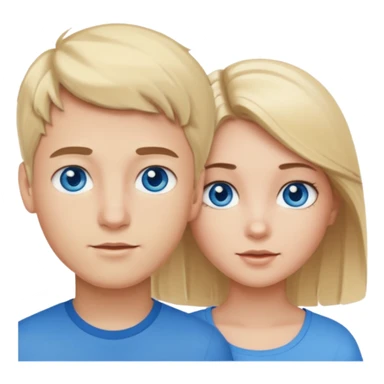Couple blond boy bleu and the girl brunette hair and blue eyes  sticker