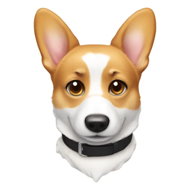 White and tan corgi with collar that reads Benito sticker