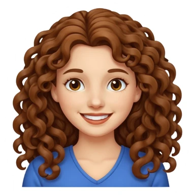 white woman with long curly brown hair sticker
