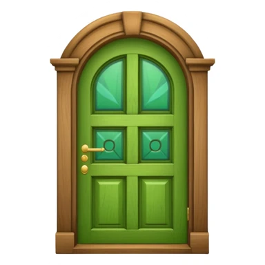 A green door emoji in the style of Apple emoji with a window. sticker