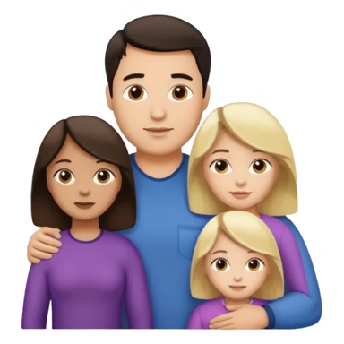 Familia de 4 personas : Hombre gordito pelo oscuro, Mujer pelo cafe, hija 1 pelo mono , hija 2 pelo oscuro. sticker