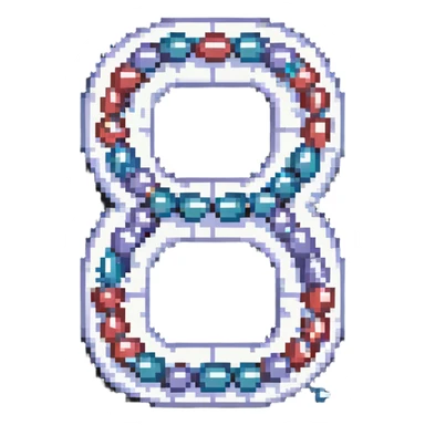 Pixel art number 6 with pearl decorations sticker