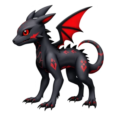 Gothic Edgy Badass Gloomy Cute Dark Guilmon-Salandit-Umbreon-Fakémon-hybrid-creature (full body)  sticker