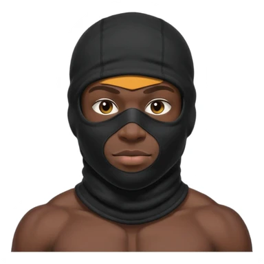 smug muscular african male black baraklava ski mask wearing guy with no top. sticker