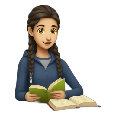 Armenian teenager reading book sticker
