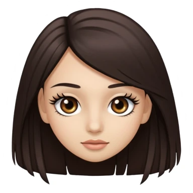 straight hair dark brown eyes and long lashes with and light  skin sticker