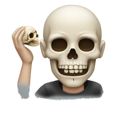 person with skull in their hand sticker