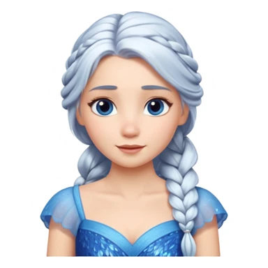 Эльза холодное сердце белые волосы коса голубое платье  sticker