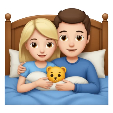 girl and boy cuddling in bed  sticker
