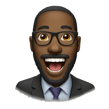 black man face beard glasses laughing open mouth sticker