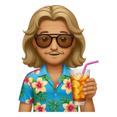 chill guy long curling hair in drink holders with sunglasses sticker