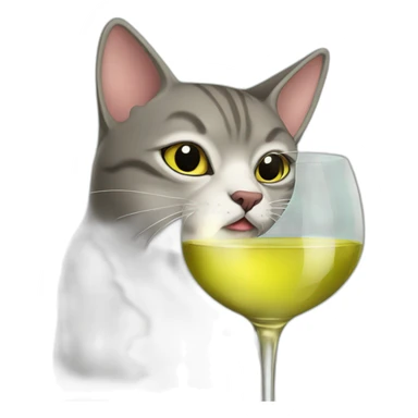 mexican cat drinking white wine sticker