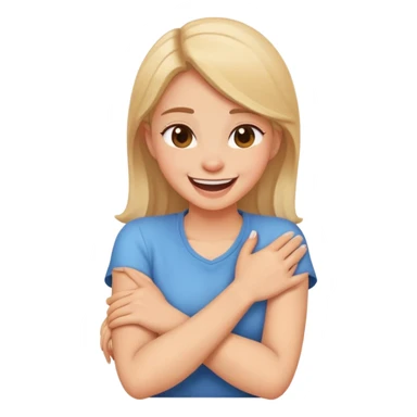 arms crossed holding neck laughing girl sticker