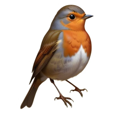 Cinematic Noble Robin Portrait Emoji, Poised and dignified, with a delicate, rounded build, a soft rust-red breast, gentle inquisitive eyes, and a small, refined beak, Simplified yet sharp and sophisticated features, highly detailed, glowing with a soft, warm glow, high shine, intelligent and graceful, stylized with an air of woodland charm, focused and attentive, soft glowing outline, capturing the essence of a watchful and confident robin that appears ready to flutter out of the screen with effortless authority! sticker