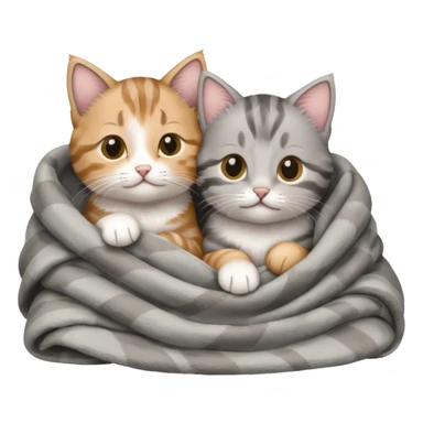 Two kittens snuggling cozy in blanket sticker