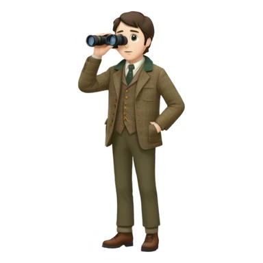 henry David thoreau full body birdwatching with binoculars sticker
