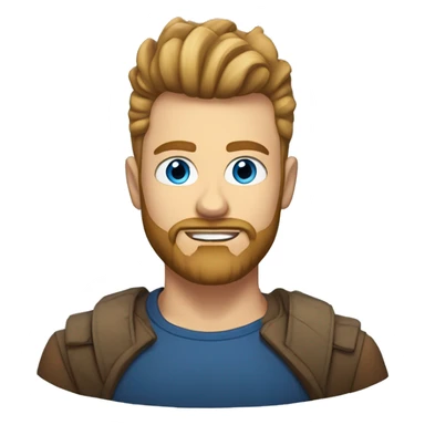 Man with Sandy brown faux hawk, beard, small blue eyes, oval face, straight eye brows  sticker