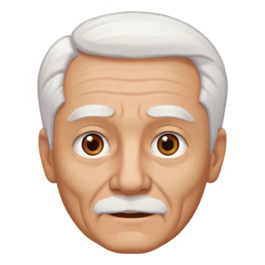 Illustrated emoji of an old man, white hair, dark eyes, tanned skin, without mustache sticker