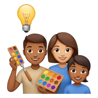 creative team with lightbulb and art palette sticker