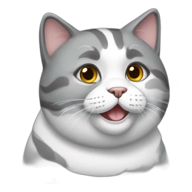 chunky grey and white cat sticker