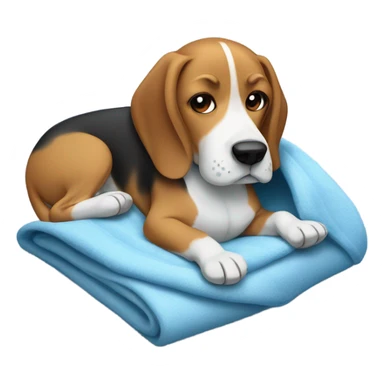 Cold Beagle UNDER many blue blankets sticker