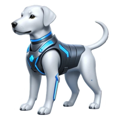 cyber labrador with tech armor and neon highlights sticker