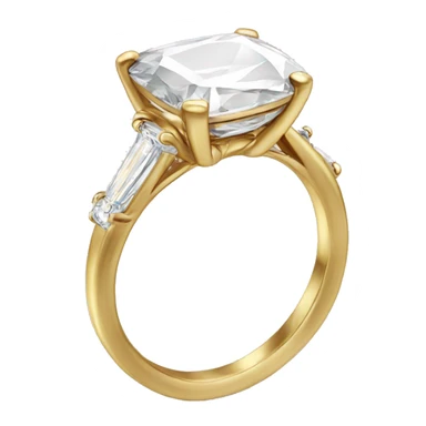 Elongated Cushion cut diamond gold ring sticker