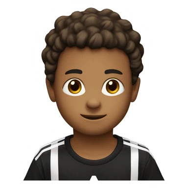 menino com  9 anos camiseta da adidas preta e branca cabelo marrom e fone de ouvido preto sticker