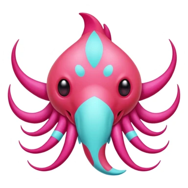 Epic complex detailed sanguine-red magenta pink white pastel realistic aesthetic-scenic-Fakémon-Trico-Sergal-Serval-Vernid-creature (full body) with cyan markings  sticker