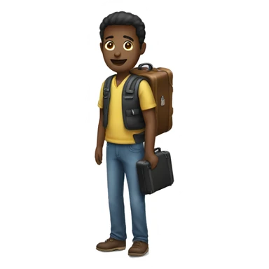 migrant with a suitcase sticker