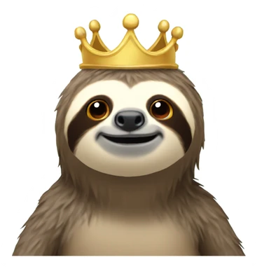 a sloth with a crown sticker