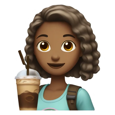 Girl holding iced coffee sticker