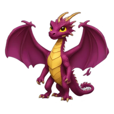 burgundy dragon with gold wings one violet eye and the other yellow sticker