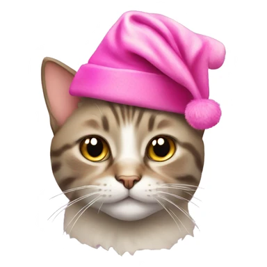 cat with pink christmas hat sticker