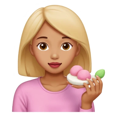 woman eating mochi sticker