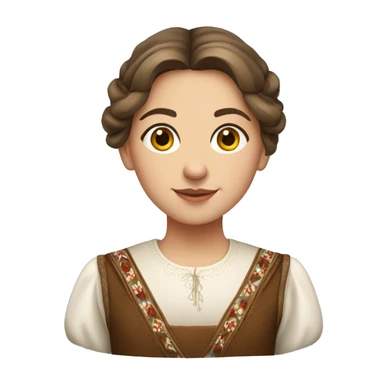 Serbian girl in traditional dress with brown hair sticker