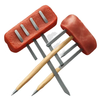 meatskewer piercing through microchips sticker