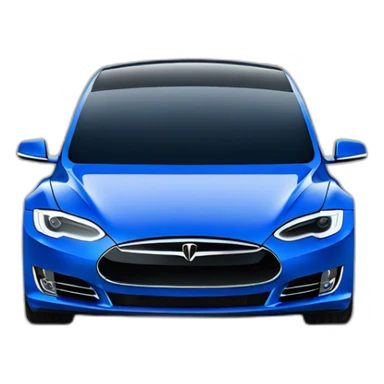 An blue tesla model s with elon musk  sticker