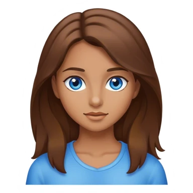 Girl with brown hair and tan skin and blue eyes sticker