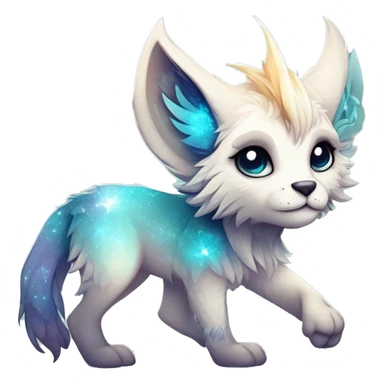 Cool cute Kawaii edgy ethereal futuristic modern fantasy animal sparkle fursona Fionbri creature by griffsnuff & LiLaiRa & Falvie full body sticker